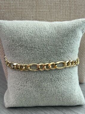 18K Gold Filled Figaro Chain Bracelet 7”| Classic Italian Style Link Bracelet
